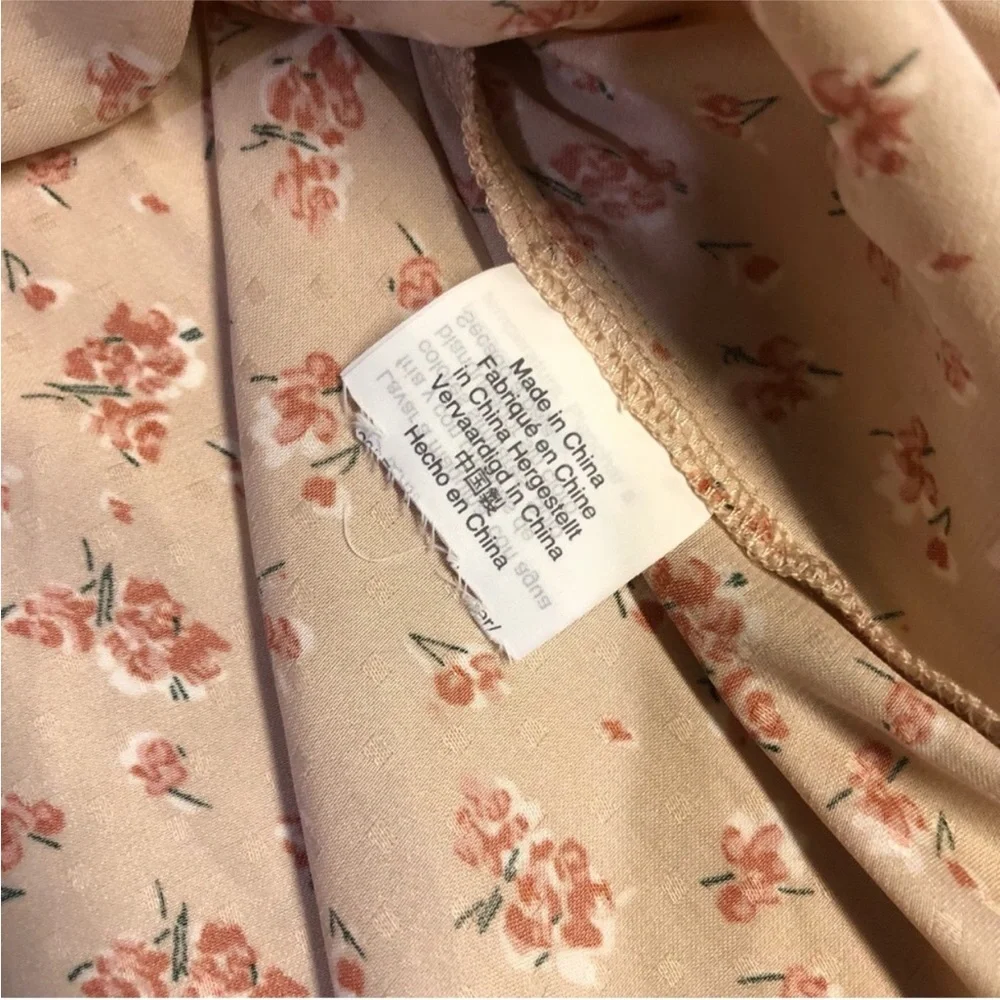 Madewell Satin Puff Sleeve Floral Print Blouse | Size Extra Extra Small